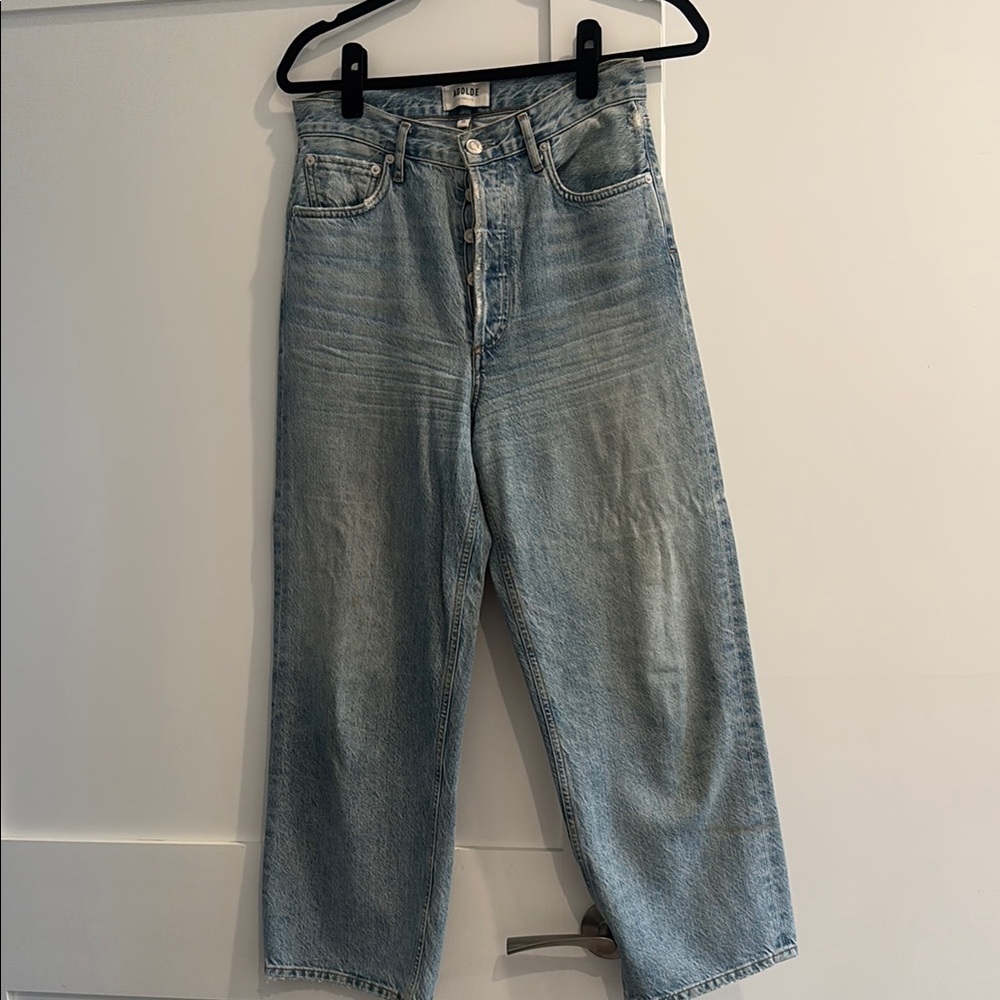 Agolde Light Blue High-Rise Straight Leg Jeans